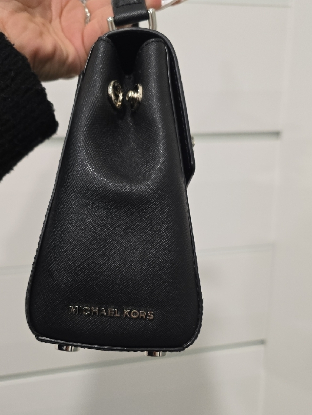 Michael Kors Black Crystal-Embellished Top Handle Satchel - Picture 3 of 7
